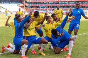 Mamelodi Sundowns players celebrating